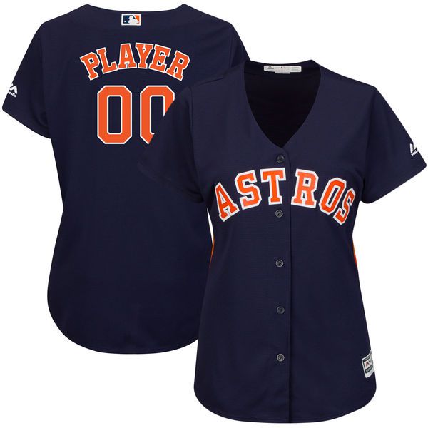 Women Houston Astros Majestic Navy Blue Cool Base Alternate MLB Jersey->women mlb jersey->Women Jersey